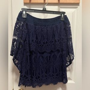 Dark blue lace off the shoulder top